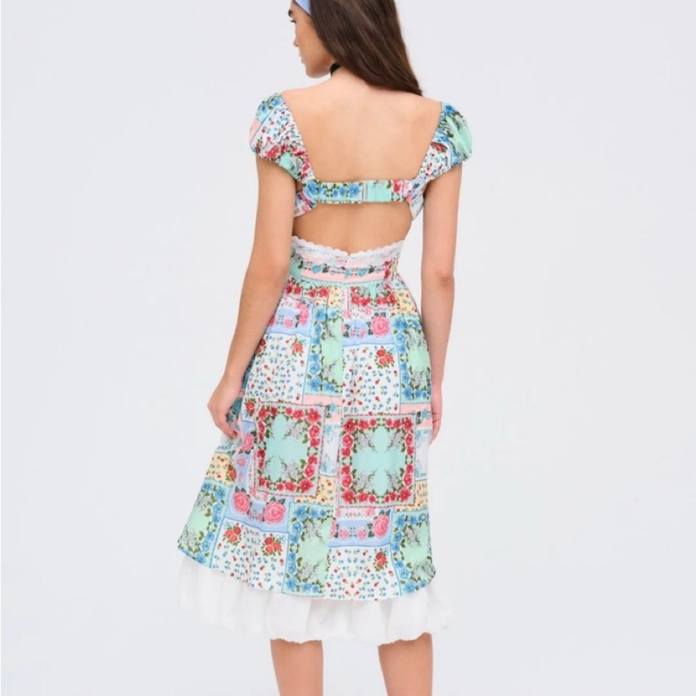 For Love And Lemons Kiera Patchwork Midi Dress - Picture 2 of 2